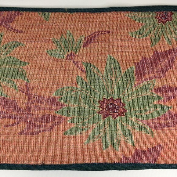 Poinsettia 69 x 13 Christmas Table Runner Red & Green Floral Holiday Tapestry - Picture 14 of 16
